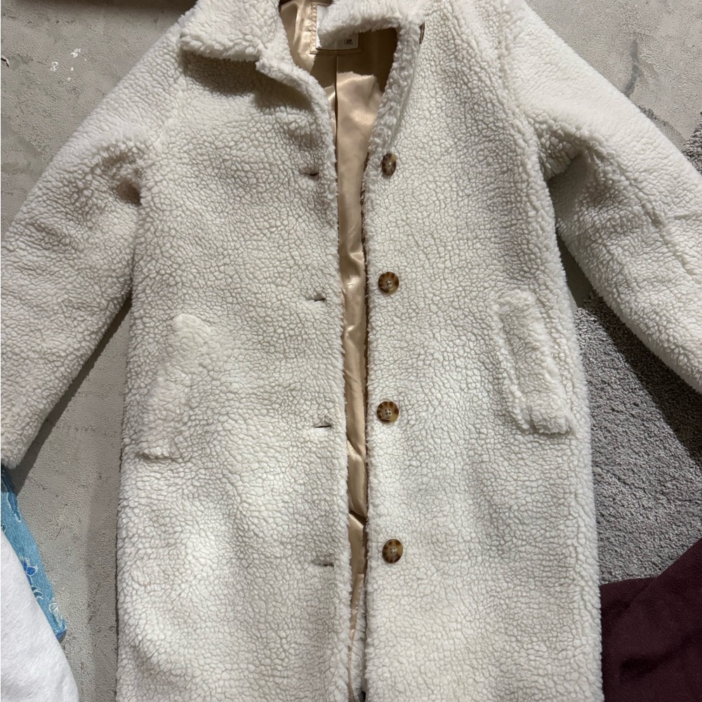 Abercrombie & Fitch Cream Sherpa Jacket
